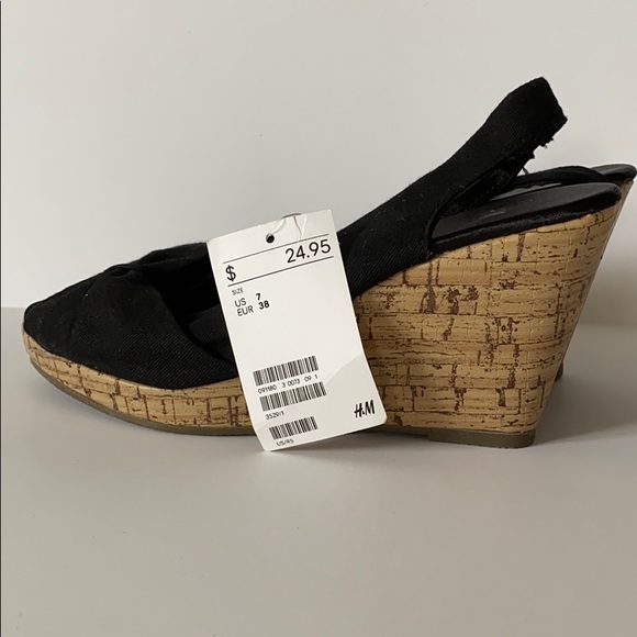 H&M Shoes - NWT H&M Black Open-toed Wedge Sandals (size 7)